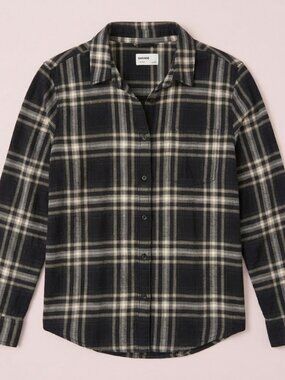 Garage Navy Blue Plaid Button-Up Shirt